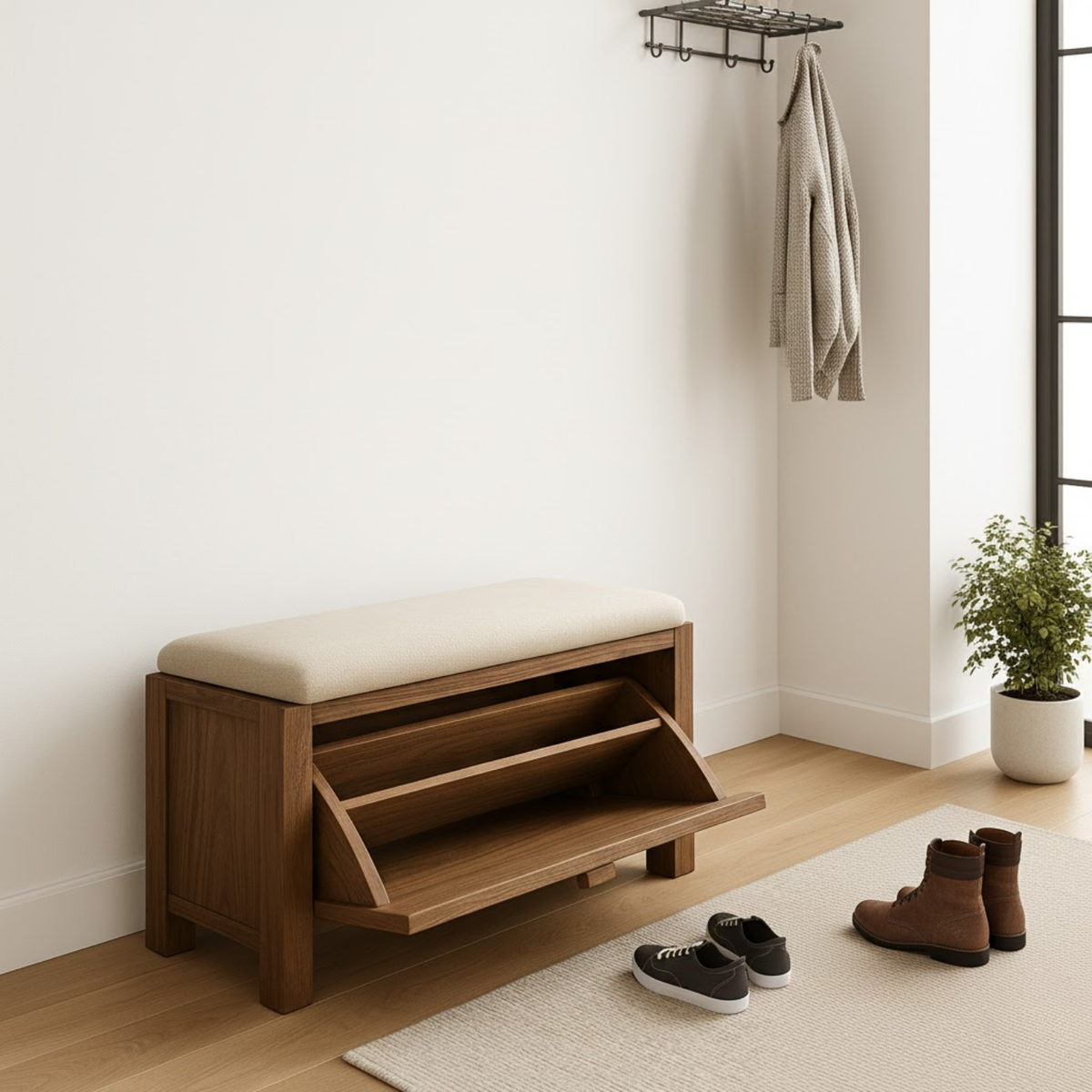 Handcrafted Solid Wood Rustic Bench – Natural Live-Edge Slab Entryway Seating - view 2 of 6