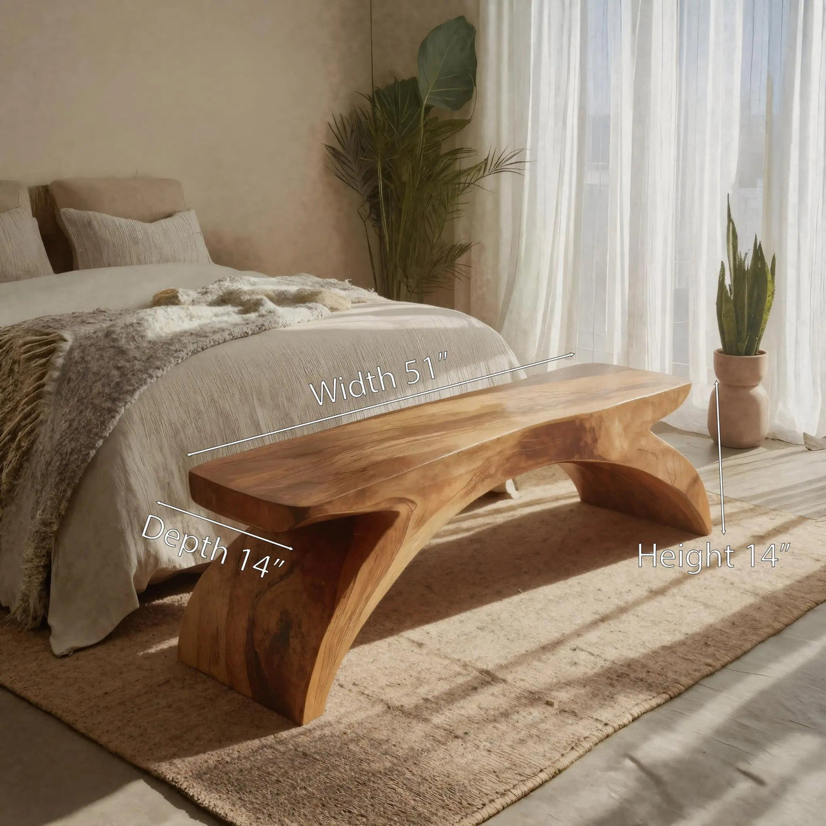 Organic Sculptural Bench For Bedroom Or Living Room - view 6 of 7