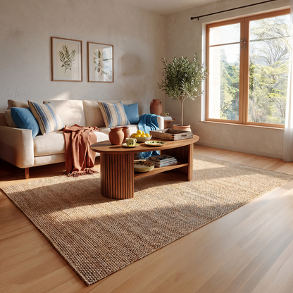 Oval Coffee Table with Fluted Base and Open Shelf Design - view 2 of 7