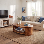 Oval Coffee Table with Curved Frame and Open Storage Shelf - view 2 of 7