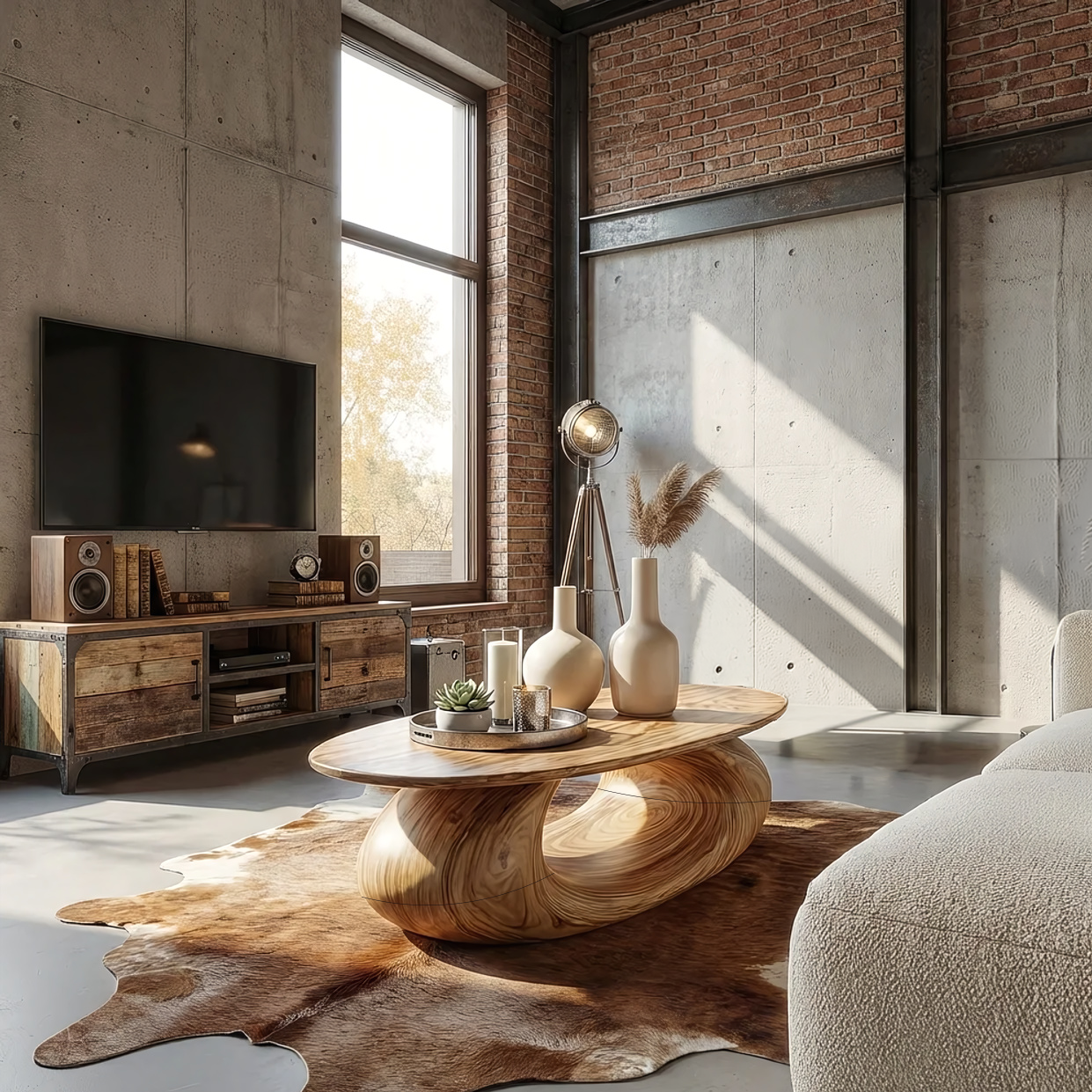 Flowing Sculptural Coffee Table with Continuous Curve Base - view 5 of 7