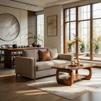 Natural Wood Coffee Table with Sculpted Open Frame Base and Shelf - view 3 of 7