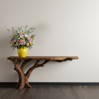 Handcrafted Solid Wood Console Table with Organic Branch Base and Live Edge Top - view 2 of 5