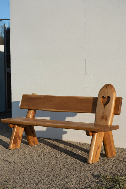 Rustic Handmade Bench With Heart Cutout For Garden Or Porch - view 2 of 7