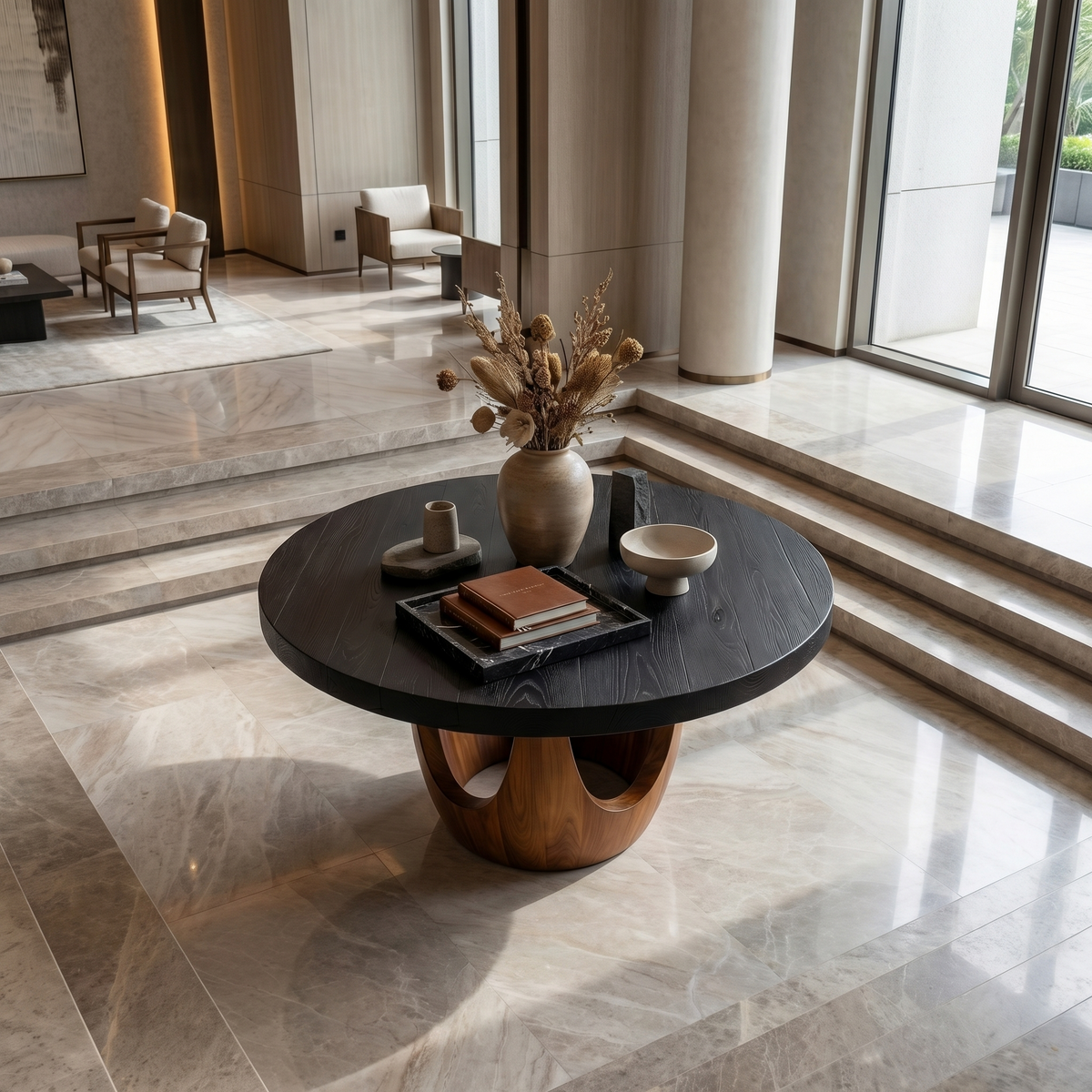 Modern Luxury Round Foyer Table For Entryway And Lobby - view 3 of 8