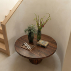 Modern Round Entryway Foyer Table With Unique Sculptural Base For Entryway And Hallway - view 2 of 8