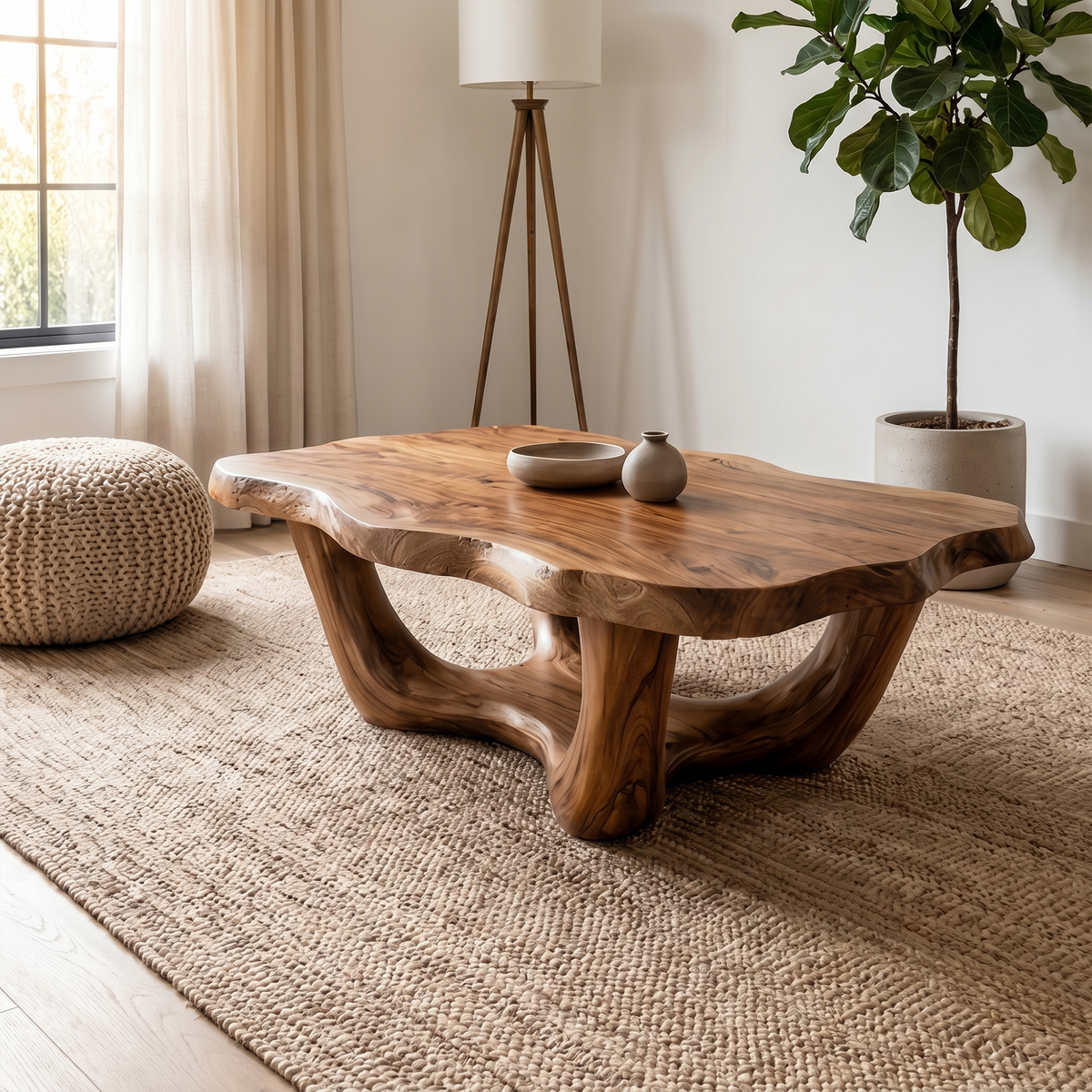 Handcrafted Live Edge Coffee Table Sculptural Design For Living Room - view 2 of 7
