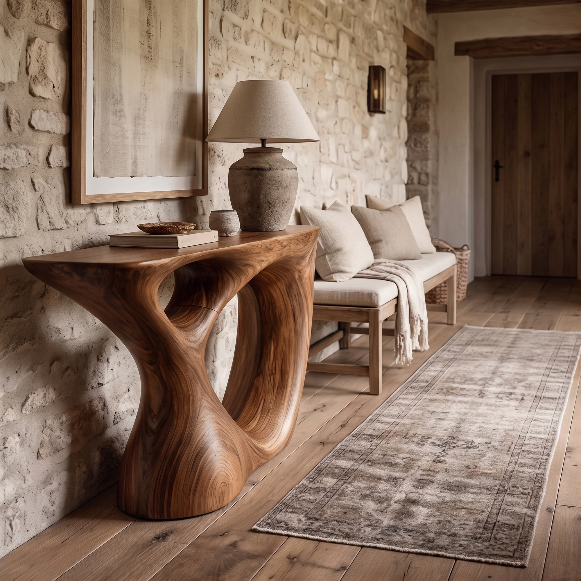 Sculptural Console Table With Curved Base For Entryway - view 2 of 8