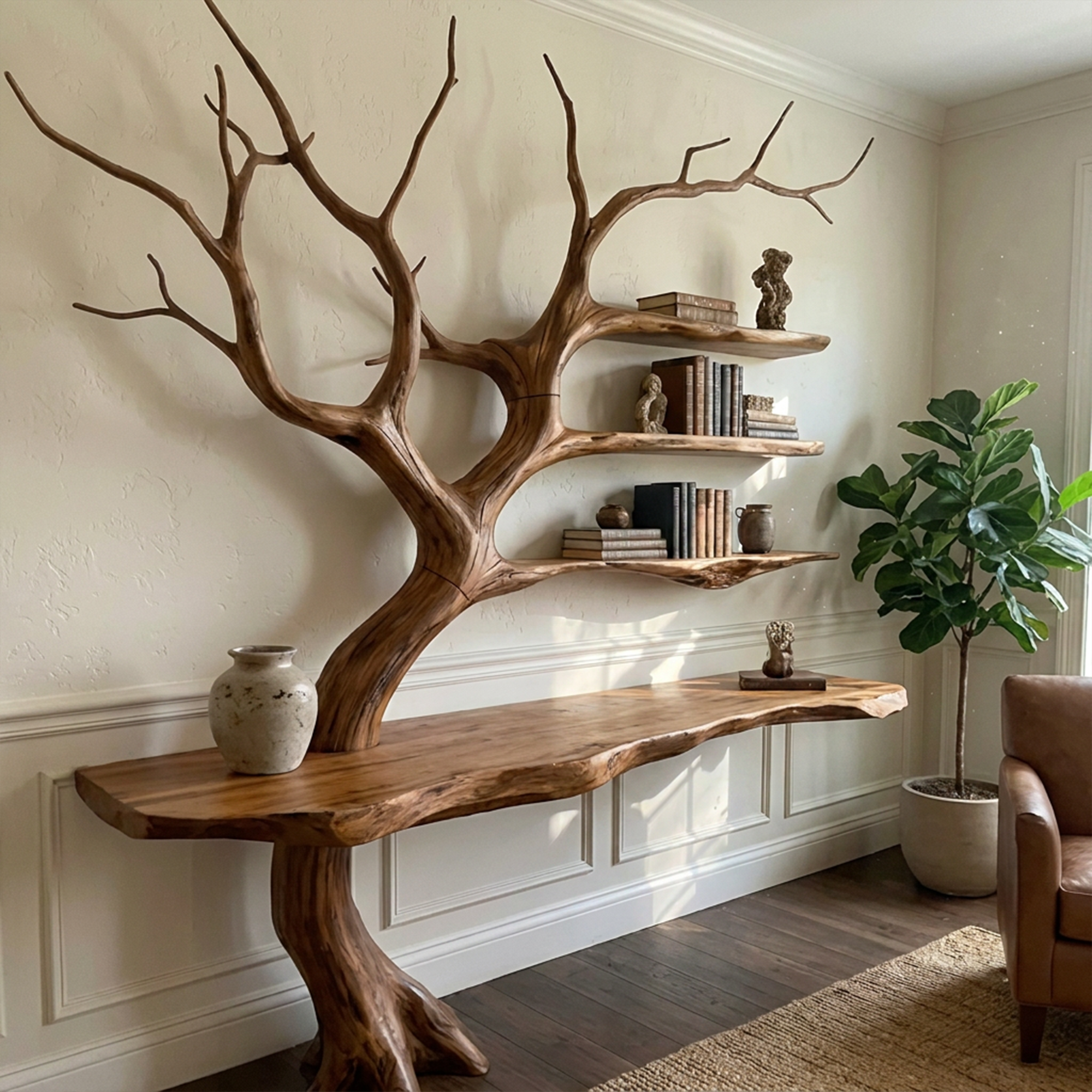 Rustic Console Table Artistic Tree Branch Reading Room - view 3 of 8