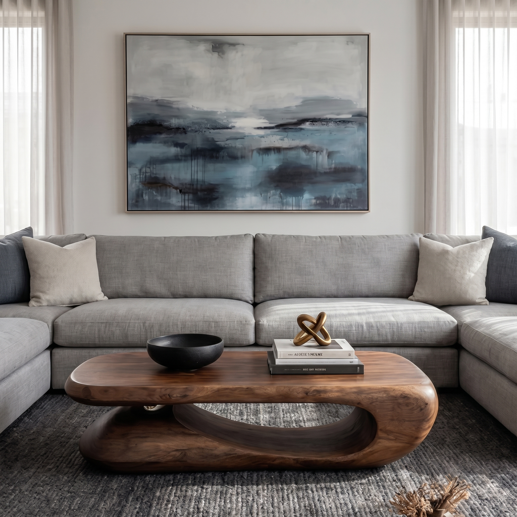 Organic Coffee Table With Flowing Monolithic Wood Form For Living Room - view 2 of 8