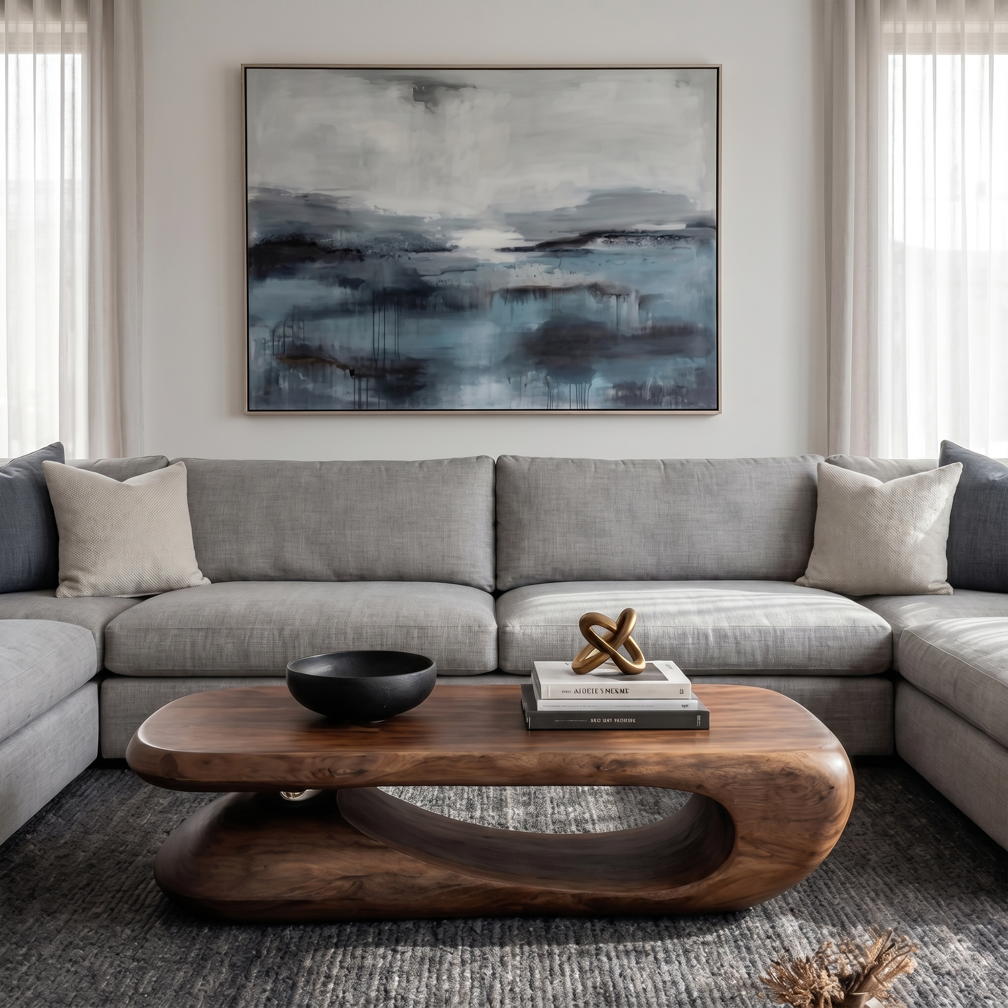 Organic Coffee Table With Flowing Monolithic Wood Form For Living Room - view 2 of 8