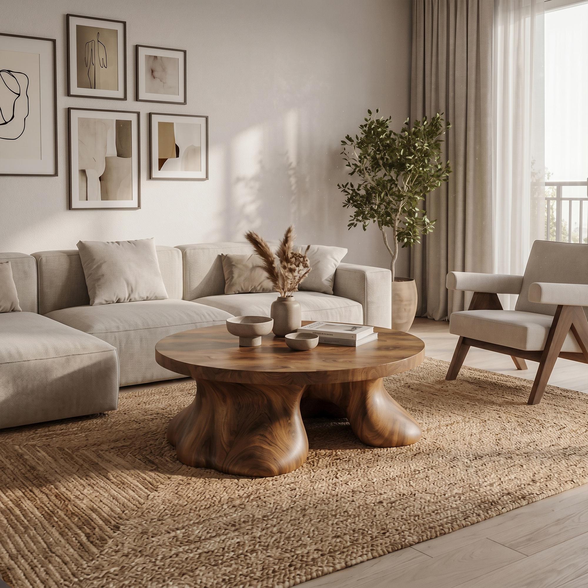 Sculptural Coffee Table With Organic Freeform Top For Living Room - view 2 of 8