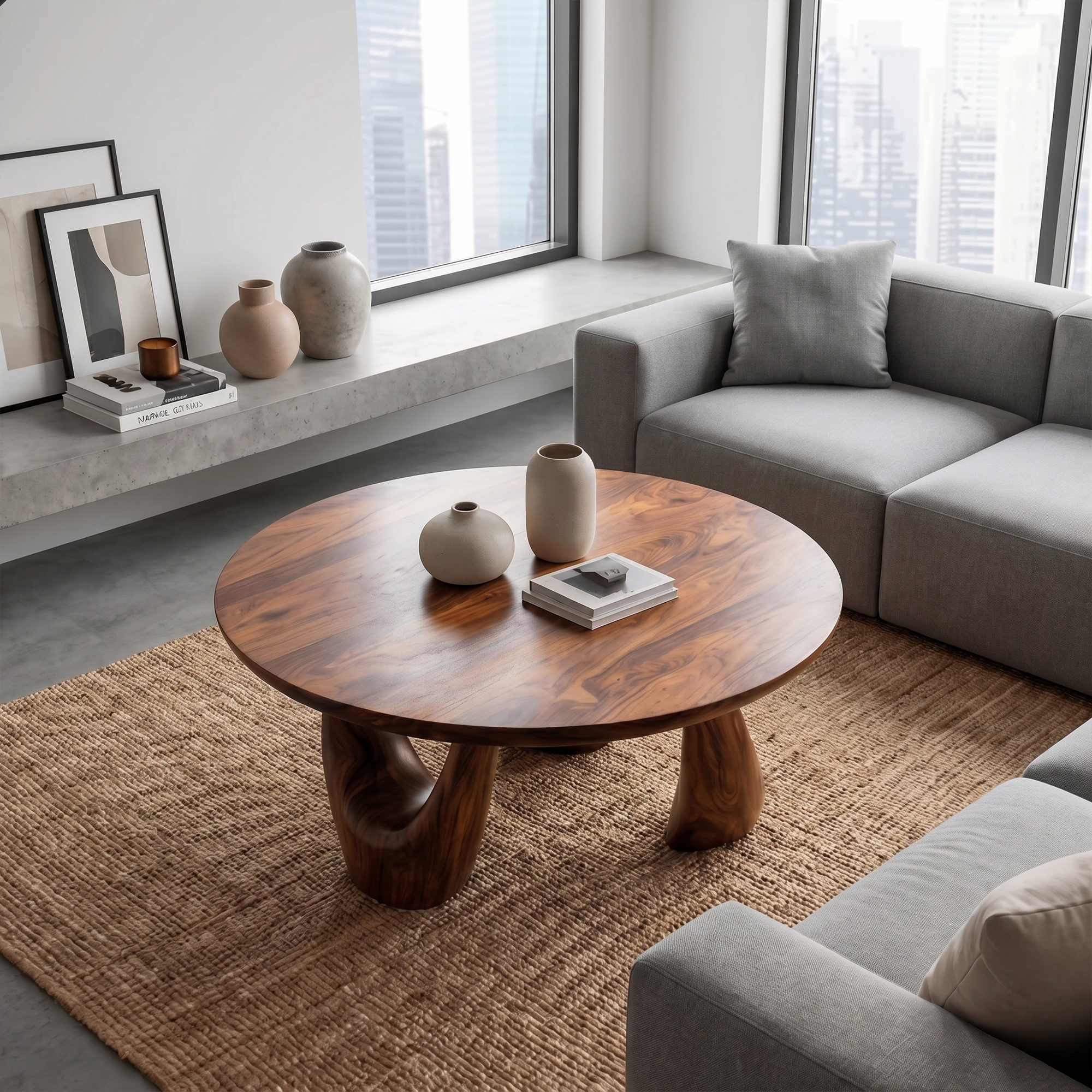 Organic Coffee Table With Freeform Live Edge Top And Sculptural Loop Wood Base For Living Room - view 2 of 8