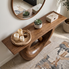 Sculptural Console Table With Flowing Curved Wood Base For Entryway And Living Room - view 2 of 8