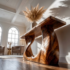 Rustic Modern Console Wavy Carved Wood Entry Hall - view 2 of 8
