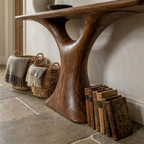 Mid Century Entry Table Smooth Sculptural Form Luxury Welcome Area - view 2 of 8