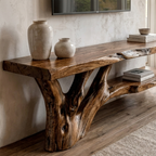Mid Century Console Table Wood Backing Statement Luxury Showroom - view 2 of 8