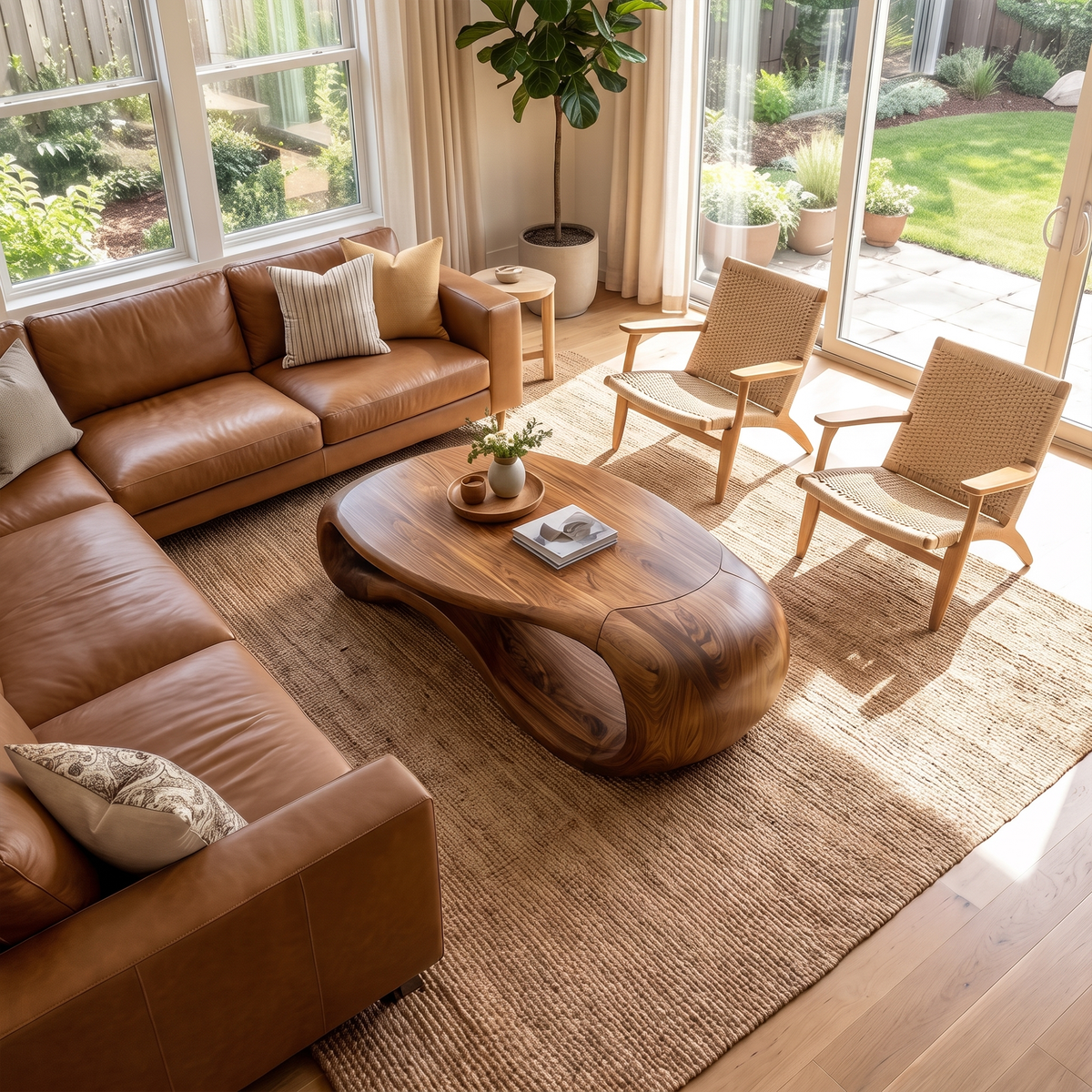 Modern Sculptural Solid Wood Coffee Table For Living Room - view 3 of 8