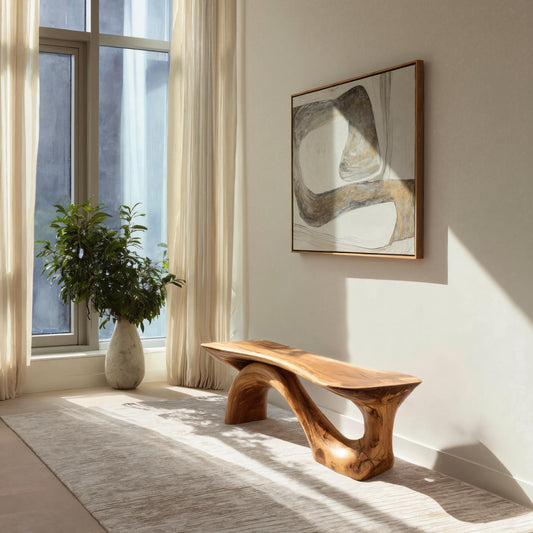 Modern Sculptural Bench With Organic Design For Living Room - view 1 of 7