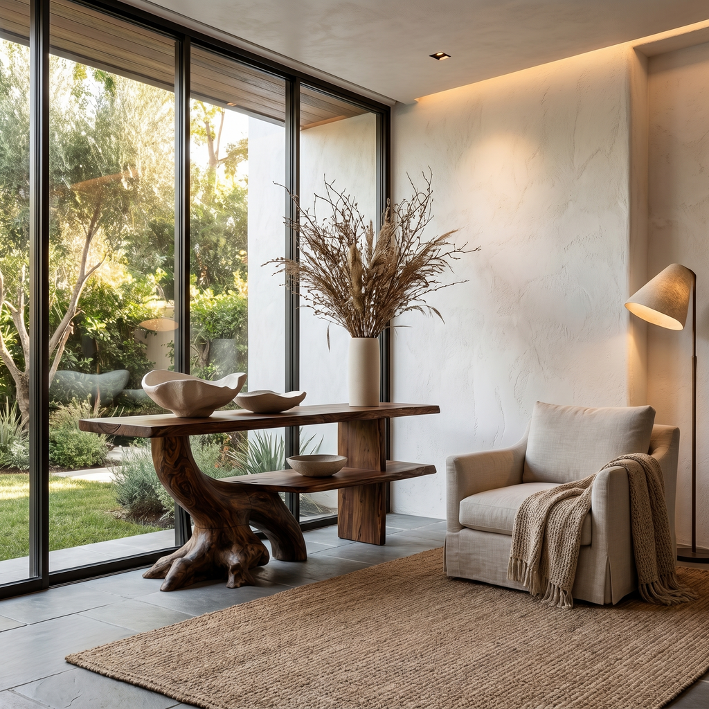 Organic Console Table With Sculptural Tree Branch Base For Entryway And Living Room - view 3 of 8