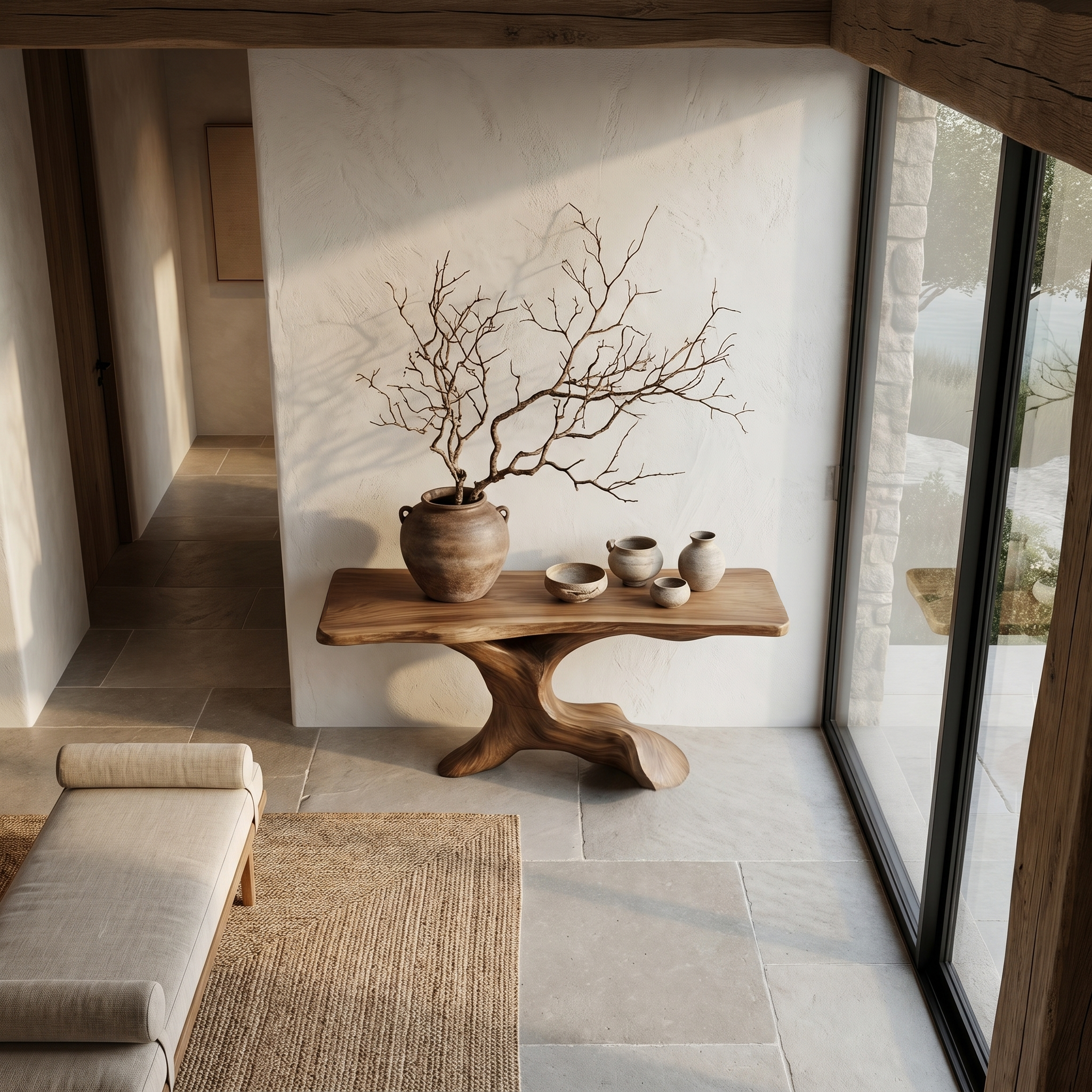 Rustic Console Table With Handcrafted Tree Root Base For Entryway And Living Room - view 2 of 8
