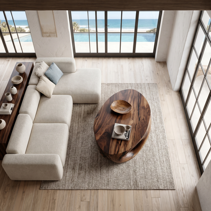Organic Sculptural Coffee Table With Flowing Solid Wood Silhouette For Living Room - view 2 of 8