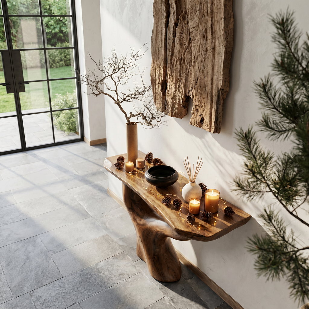 Rustic Console Table With Sculptural Tree Root Base For Entryway - view 2 of 8