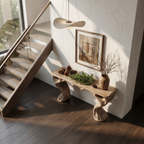Organic Console Table With Hidden Drawers For Entryway Living Room And Hallway - view 2 of 8