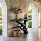 Sculptural Console Table With Abstract Branch Inspired Base And Solid Wood Top For Entryway - view 3 of 8