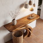 Organic Curved Console Table With Soft Flowing Wood Base For Entryway And Living Room - view 2 of 8