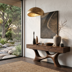 Modern Console Table With Built In Storage Cabinet And Sculptural Curved Wood Base For Entryway And Living Room - view 3 of 8
