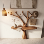 Rustic Organic Console Table With Tree Branch Wood Base For Living Room - view 2 of 8