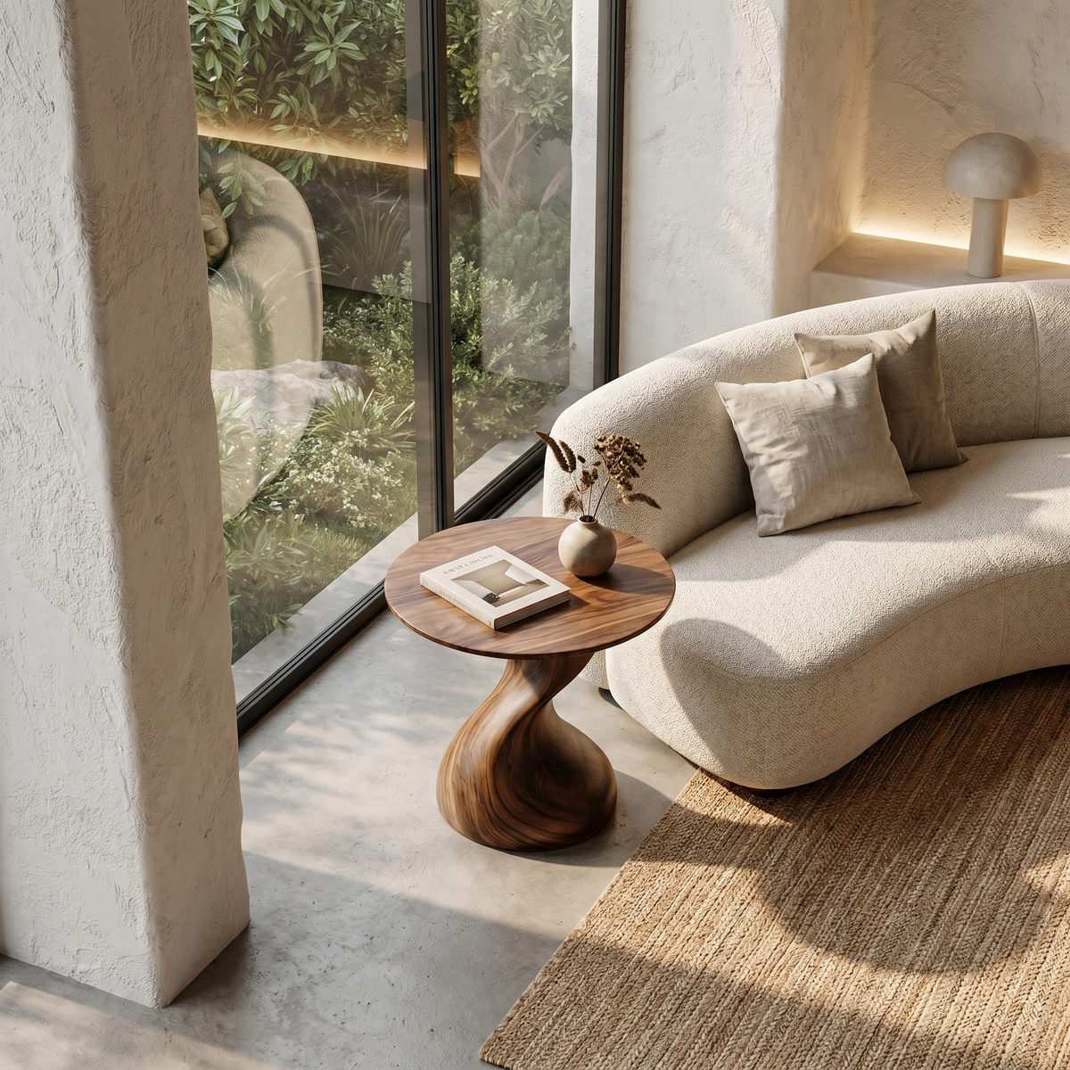 Organic Sculptural Side Table With Twisted Pedestal Base For Living Room And Bedroom - view 2 of 8