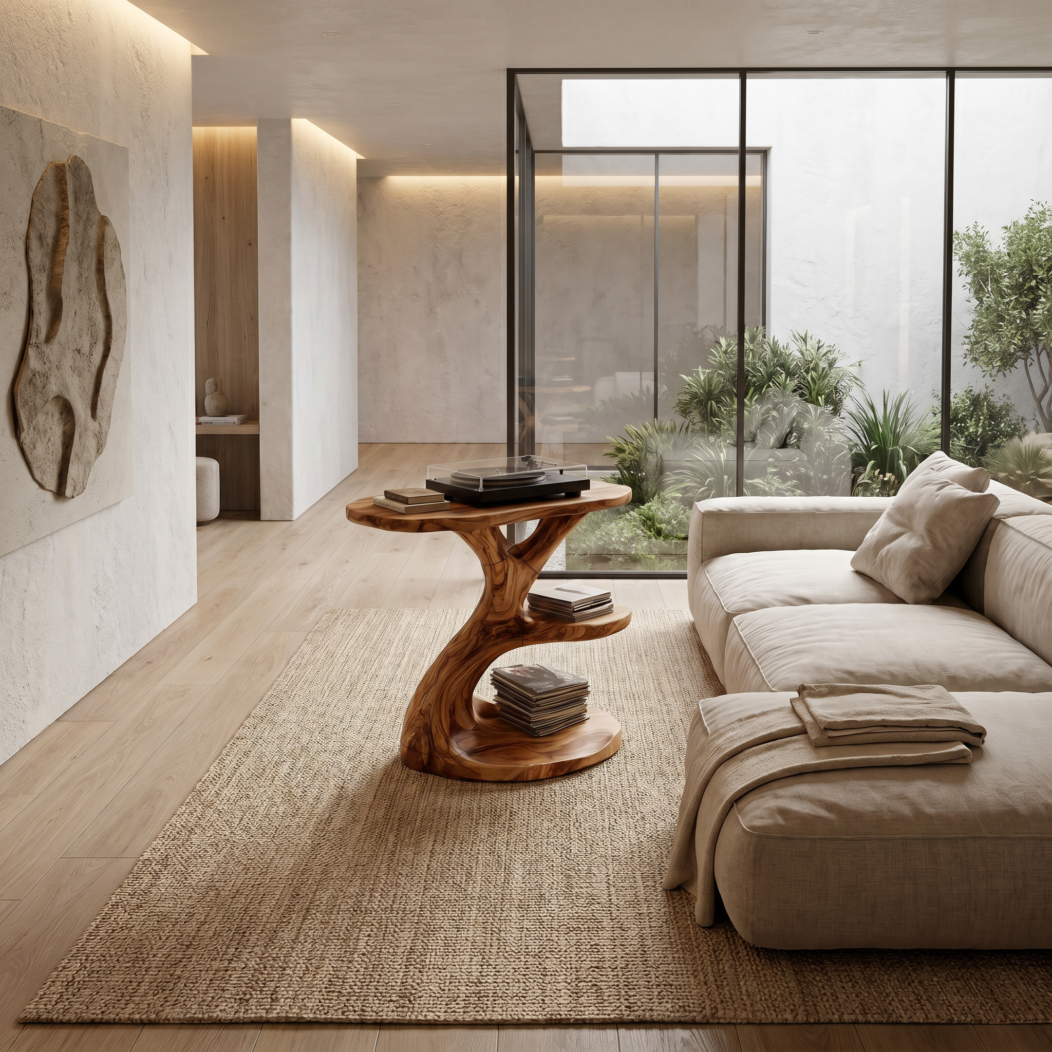 Modern Organic Side Table With Multi Level Wood Shelves For Living Room And Bedroom - view 3 of 8