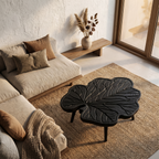 Rustic Leaf Coffee Table With Hand Carved Solid Wood Design For Living Room - view 2 of 8