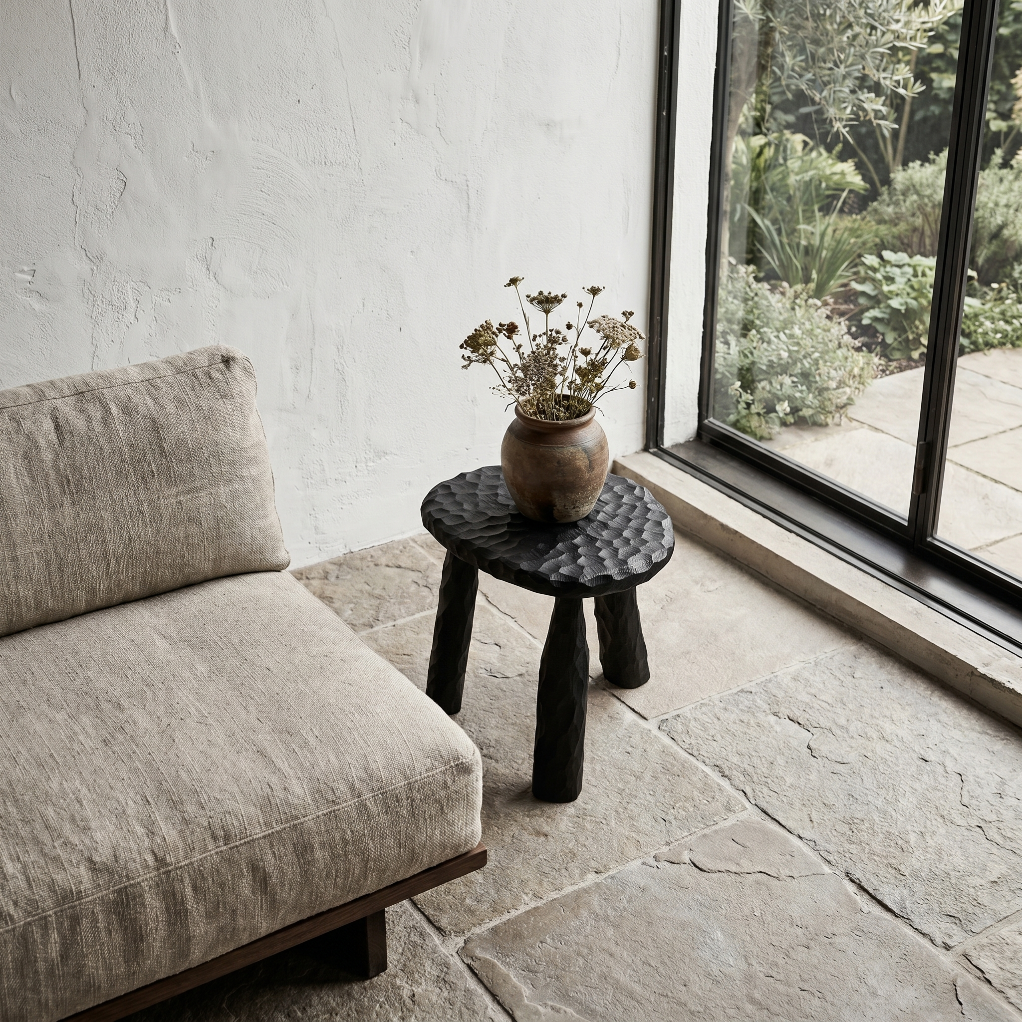Rustic Side Table With Handcrafted Solid Wood Top And Chunky Pedestal Legs For Living Room And Bedroom - view 2 of 8