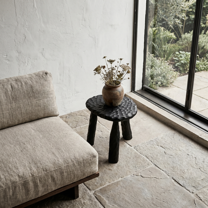 Rustic Side Table With Handcrafted Solid Wood Top And Chunky Pedestal Legs For Living Room And Bedroom - view 2 of 8