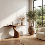 Modern Organic Console Table With Sculptural Twisted Solid Wood Base For Entryway And Living Room - view 2 of 8