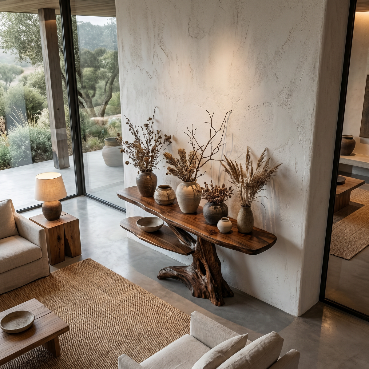 Contemporary Console Table With Sculptural Solid Wood Root Design For Entryway - view 2 of 8
