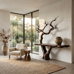 Rustic Console Table With Sculptural Tree Branch Base And Live Edge Wood Top For Entryway And Living Room - view 3 of 8