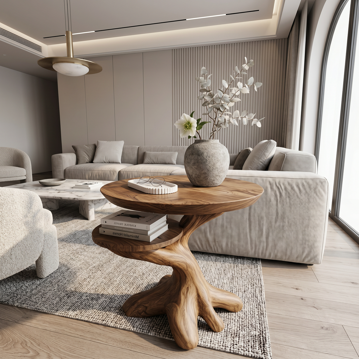 Modern Side Table With Organic Tree Root Silhouette For Living Room And Bedroom - view 2 of 8