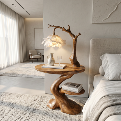 Modern End Table With Tree Branch Lamp Design For Bedroom And Living Room - view 3 of 8