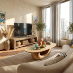 Sculptural Oval Coffee Table with Curved Base in Natural Wood - view 5 of 7