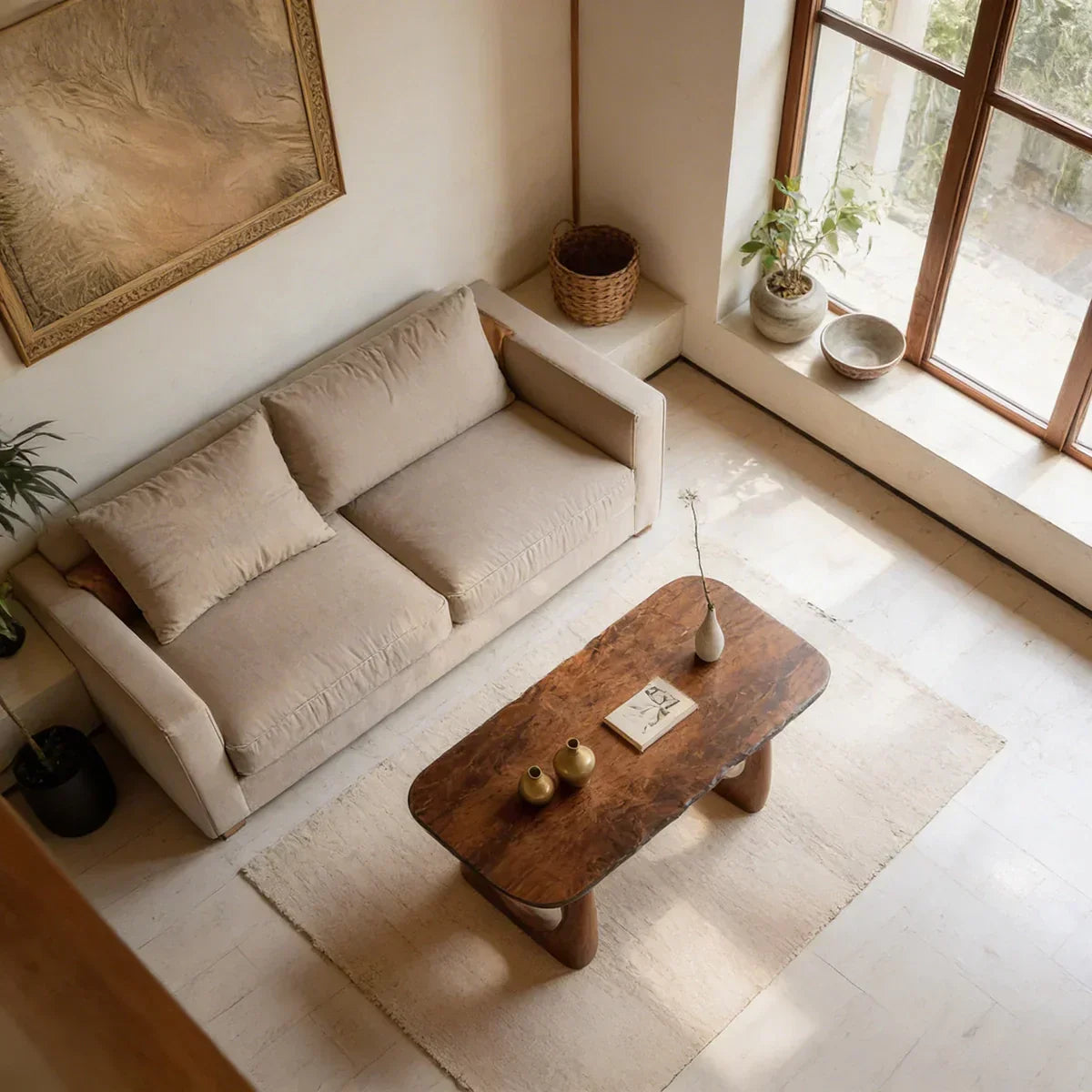 Live Edge Natural Wood Coffee Table with Dual Circular Sculpted Base - view 5 of 7
