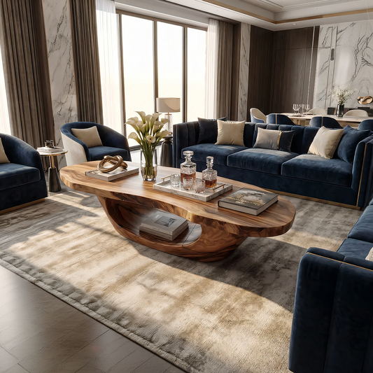 Sculptural Oval Coffee Table with Open Curve Base - view 1 of 7