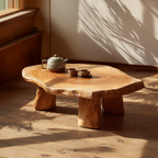 Round Live Edge Coffee Table with Solid Sculptural Legs - view 1 of 7