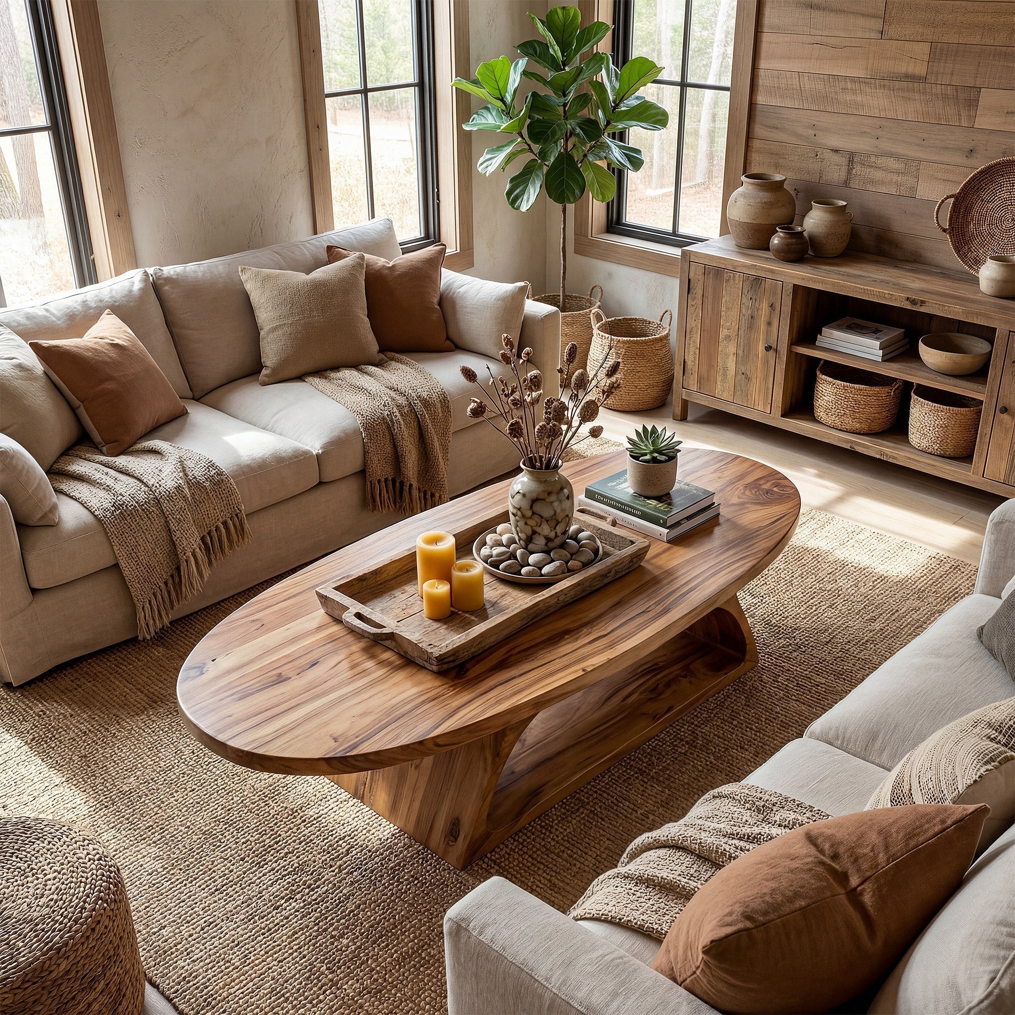 Organic Oval Coffee Table With Architectural Open Base - view 6 of 8