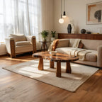 Live Edge Natural Wood Coffee Table with Solid Block Leg Base - view 5 of 7