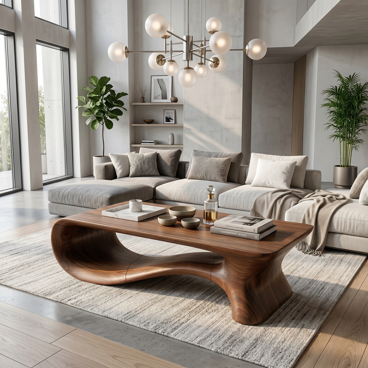 Modern Coffee Table With Flowing Organic Silhouette For Living Room - view 3 of 8