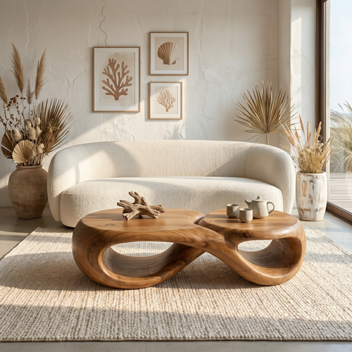Handcrafted Coffee Table With Sculptural Curved Design For Living Room - view 2 of 8